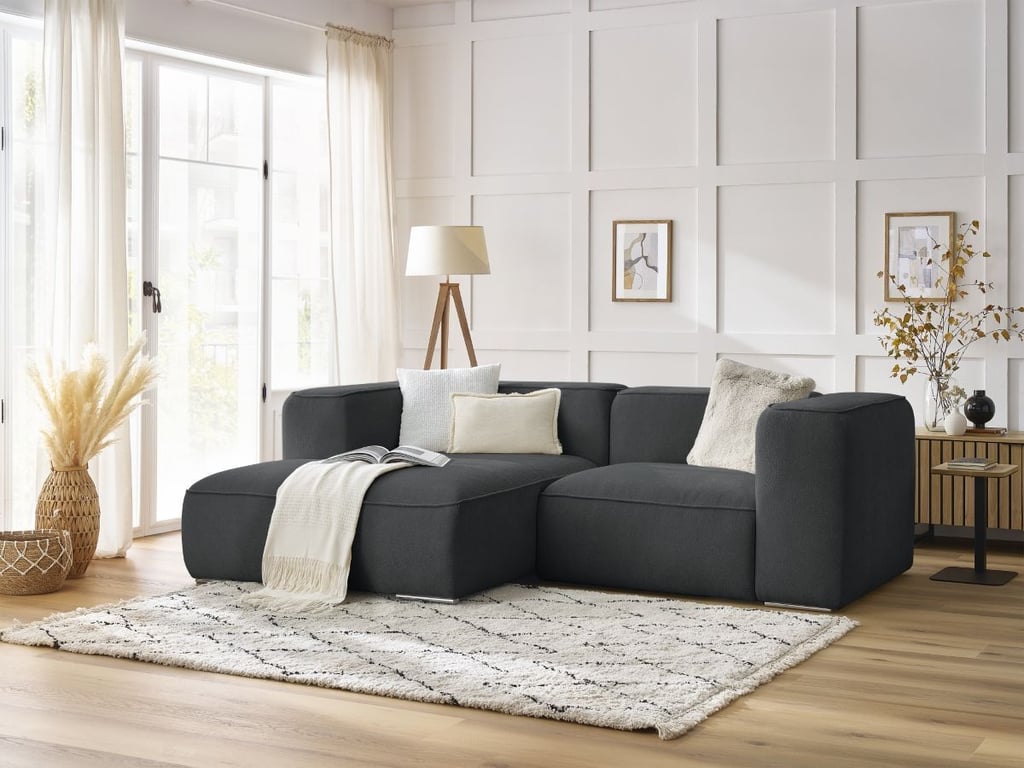 Produit similaire: Canapé d'angle fixe compact ZEPHYR gris foncé angle gauche BOBOCHIC 3 places