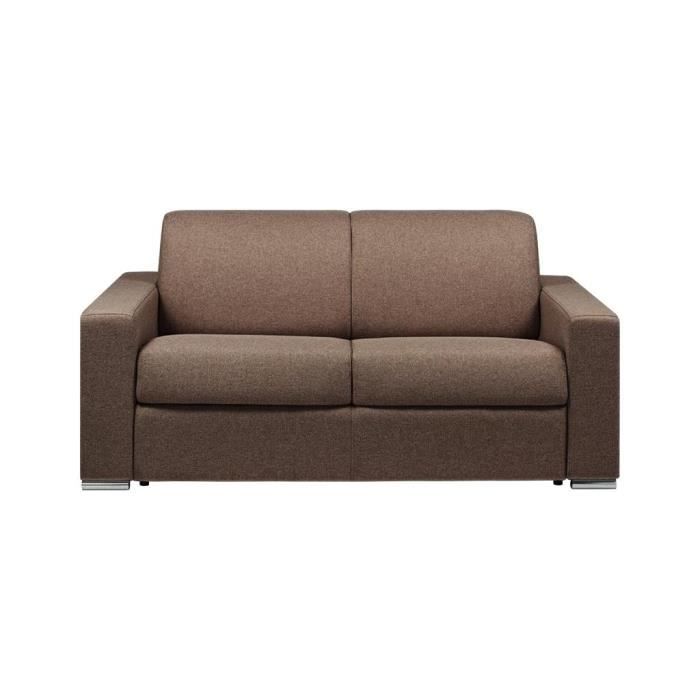 Produit similaire: Canapé 2 places convertible express en tissu marron - Couchage lattes larges 120 cm - Matelas 14 cm CALITO