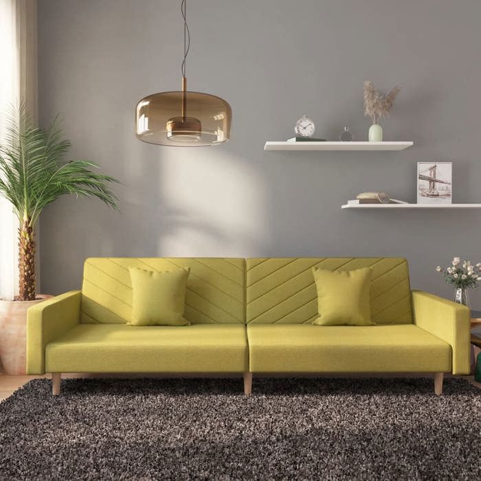 Canapé-lit à 2 places avec deux oreillers Vert Tissu 375905