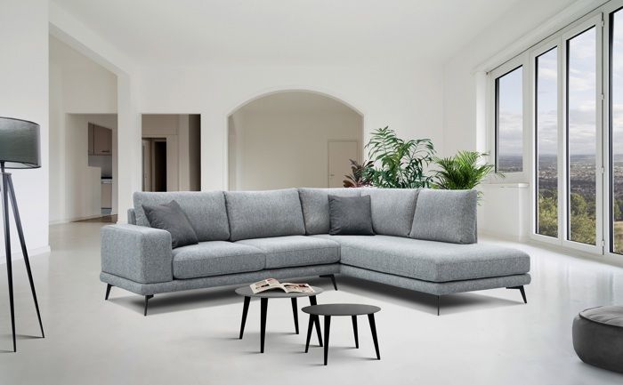 Produit similaire: Canapé d'angle droit, 5 places, MEDIOLANE, Tissu Gris clair