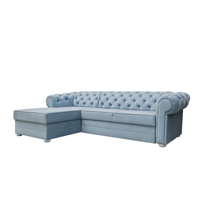 Produit similaire: Canapé d'angle 4/5 Places Style Chesterfield en Tissu (Velours) Avia (Bleu Clair, Canapé d'angle Gauche)