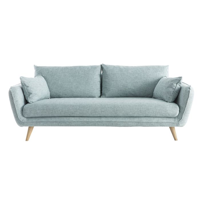 Produit similaire: Canapé scandinave 3 places en tissu bleu glacier et bois clair CREEP