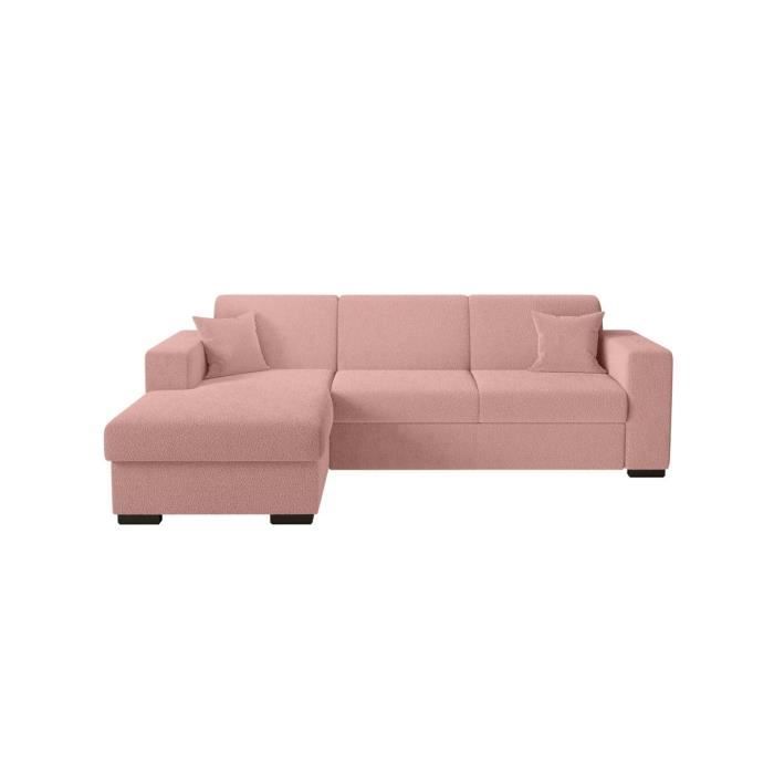 Produit similaire: Canapé d'angle gauche 4 places FUJI XL convertible avec coffre en tissu bouclette - Rose - L262 x P157 x H83cm - LOUNGITUDE