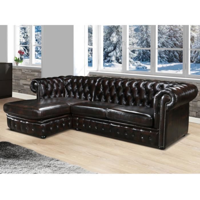 Produit similaire: Canapé d'angle chesterfield BRENTON 100% cuir de buffle - Chocolat reflets châtains - Angle gauche