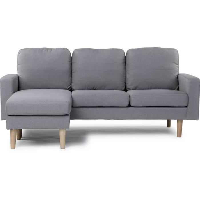 Produit similaire: Canapé d'angle réversible en tissu "Gabby" -  3 places - Gris Clair