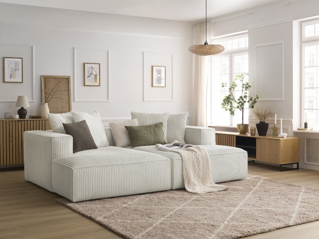 Produit similaire: Canapé droit fixe 4 places NINA assise profonde velours côtelé gris clair BOBOCHIC