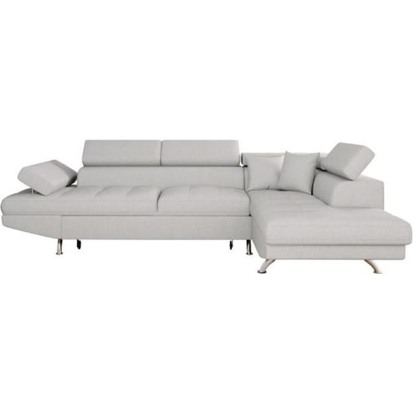 Canapé d'angle RIO Convertible avec coffre en tissu - Angle Droit, Gris perle