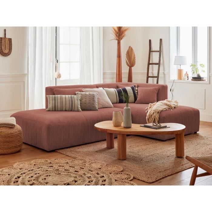 Produit similaire: Canapé d'angle modulable 4 places en velours côtelé - Victoire - Lisa Design - Rose
