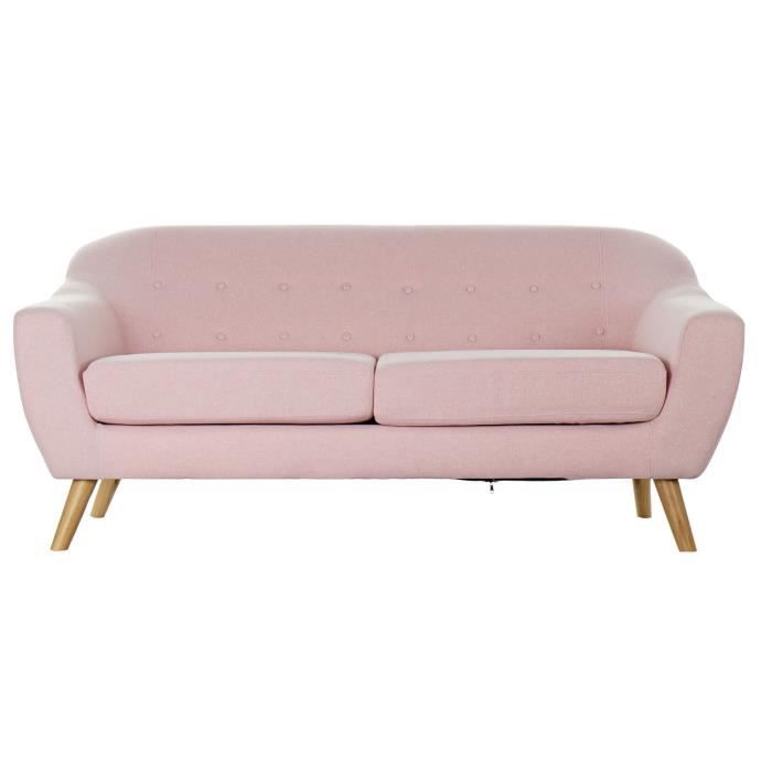 Produit similaire: Canapé de salon en polyester rose et bois naturel - longueur 172 x profondeur 80 x hauteur 81 cm