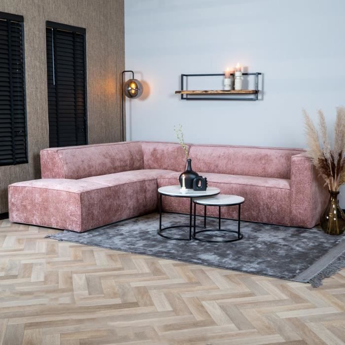 Produit similaire: Livin24  Canapé d'angle Memphis rose tissu chenille gauche