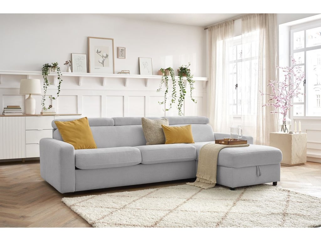 Produit similaire: Canapé d'angle réversible convertible coffre MONACO tissu lisse gris clair 160x190 réversible BOBOCHIC 3 places