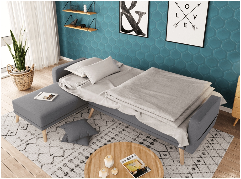 Canapé d'Angle Scandinave KARA Réversible et Convertible en Tissu - Vue supplémentaire 1