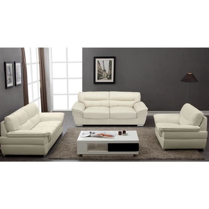 Produit similaire: Canapé 3+2+1 places en cuir THIBAULT - Ivoire - VENTE-UNIQUE - Fixe - Contemporain - Design