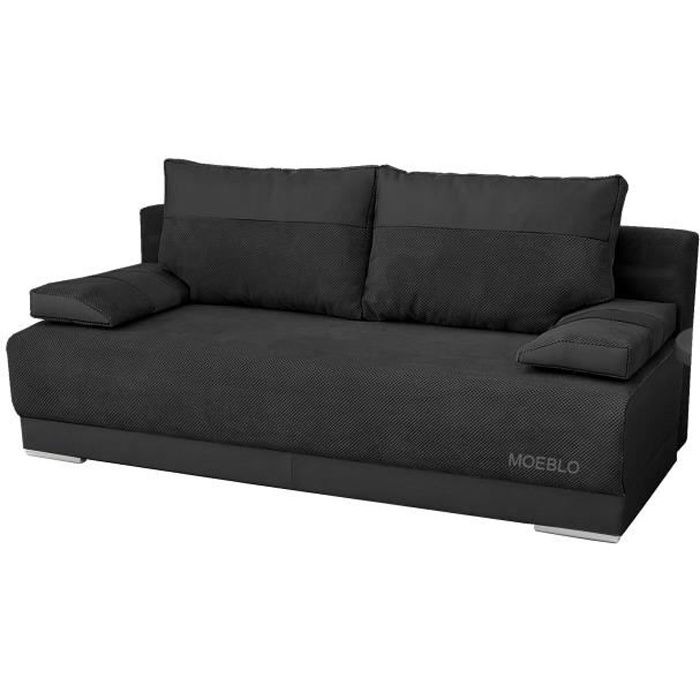 Produit similaire: Canapé convertible en tissu 3 places droit NISA noir - Marque - Modèle - Tissu - Noir - Convertible - 3 places