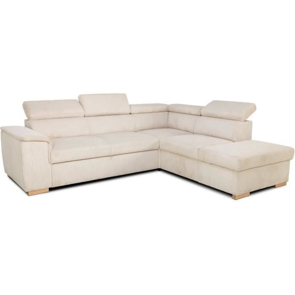 Canapé Daytona angle 5 places velours côtelé beige