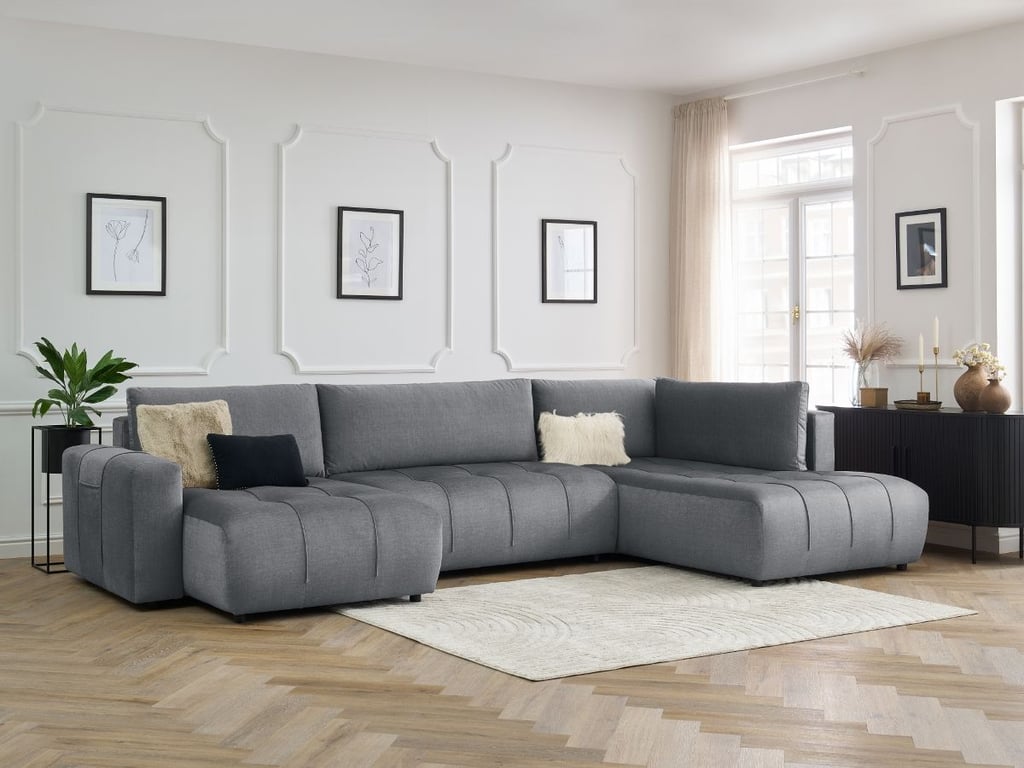 Produit similaire: Canapé panoramique convertible coffre ARSENE tissu velours gris foncé angle gauche BOBOCHIC 5 places