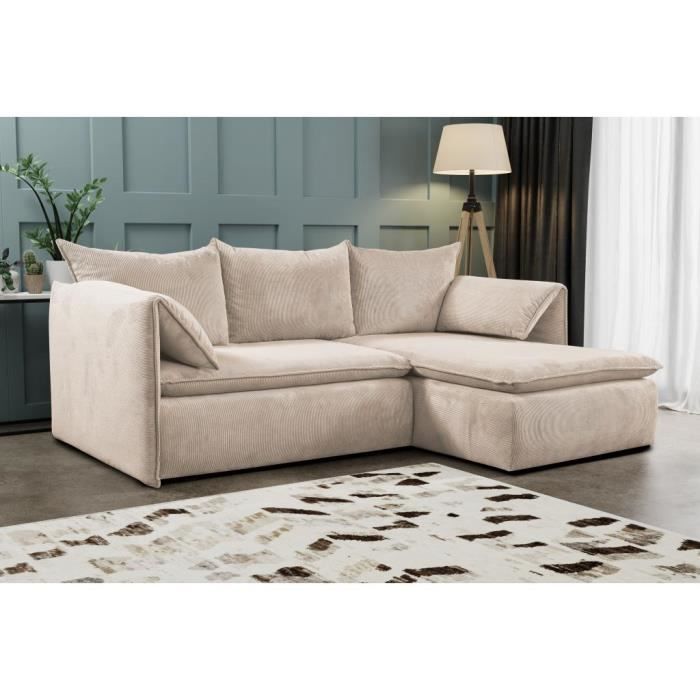 Produit similaire: Canapé d'angle convertible en velours côtelé beige - PASCAL MORABITO - TEODORA - Angle droit