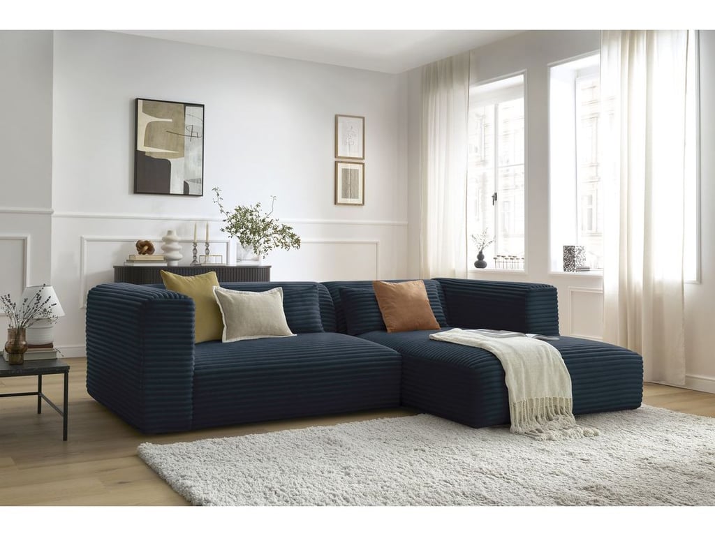 Produit similaire: Harry canapé d'angle fixe 3 places velours côtelé gros côtelé bleu foncé angle droit