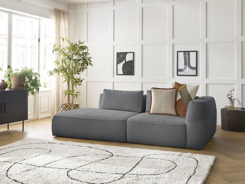 Produit similaire: Canapé droit fixe 3 places LEOPOLD tissu texturé gris foncé accoudoir droit BOBOCHIC