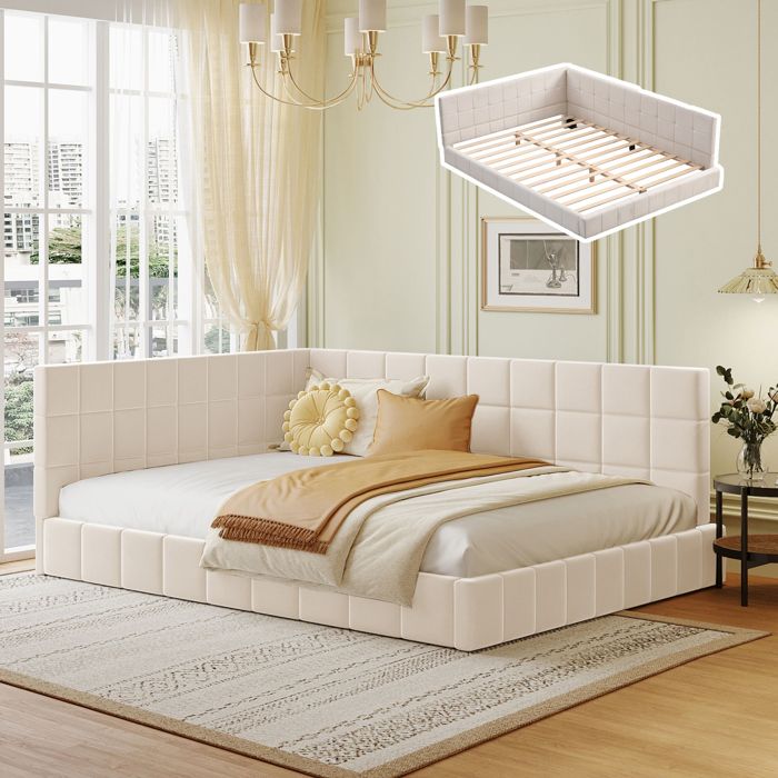Produit similaire: Lit rembourré Canapé 140 x 200 - Lit multifonctionnel - Avec sommier en velours - Beige