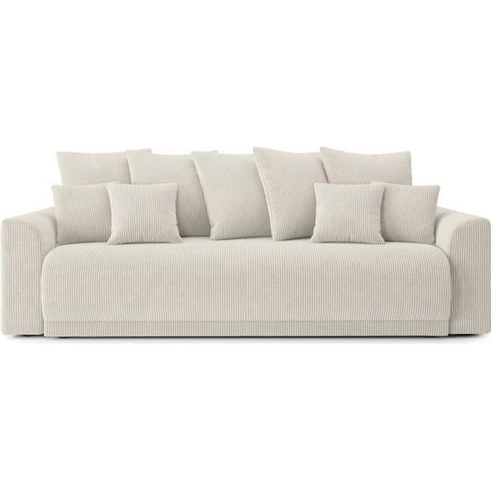 Produit similaire: Canapé droit convertible NOVA en velours côtelé beige 3 places - Coffre de rangement - BAÏTA