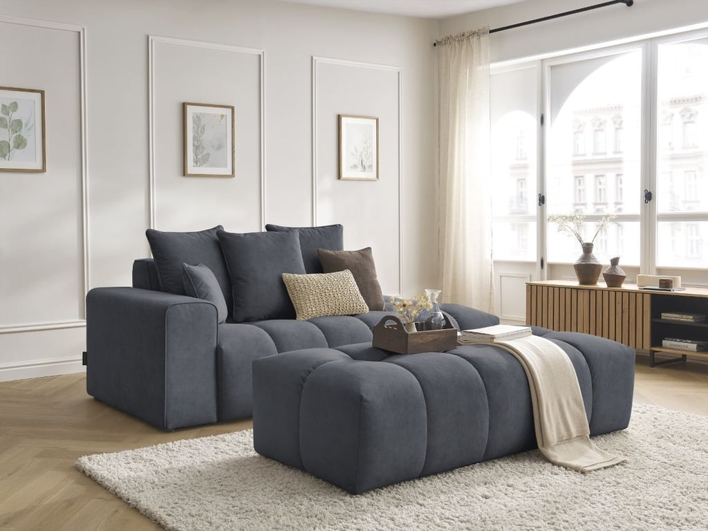 Produit similaire: Canapé droit fixe MONT-BLANC velours avec pouf gris foncé accoudoir gauche BOBOCHIC 5 places