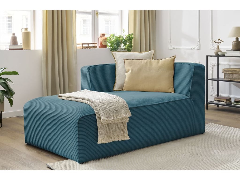 Produit similaire: Megeve méridienne pour canapé modulable 1 place velours côtelé bleu foncé angle gauche