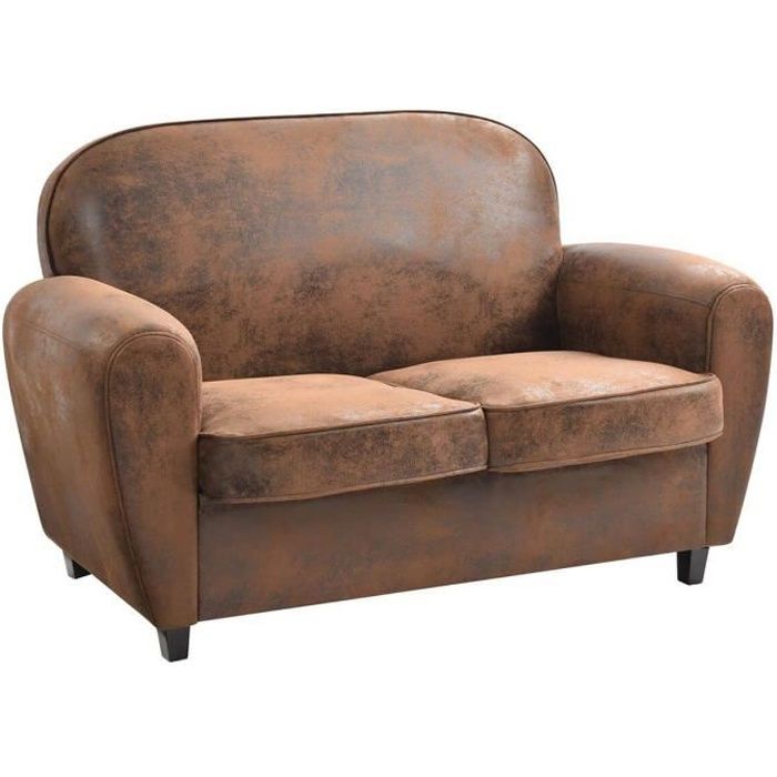 Produit similaire: GANSSI - Canapé Club 2 Places Marron Aspect Cuir Vieilli