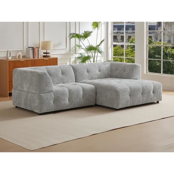 Produit similaire: Canapé d'angle droit en tissu texturé gris NOSAVO