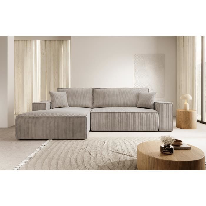 Produit similaire: Canapé d'angle - FARESE NEW - 267 cm - en L avec coffre de rangement velours côtelé beige côté gauche