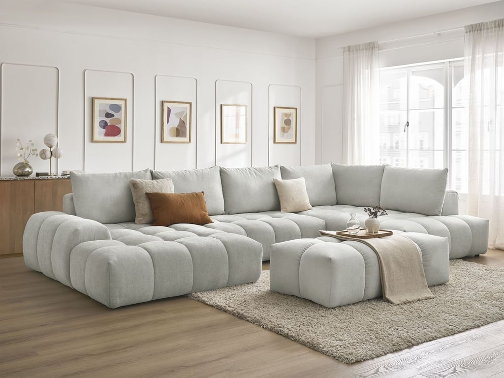 Produit similaire: Everest canapé panoramique convertible coffre 7 places tissu texturé gris clair angle gauche
