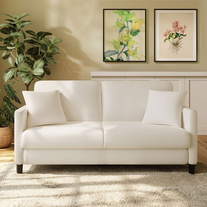 Produit similaire: Canapé 2 Places en Velours Teddy Beige pour Salon,Chambre à Coucher,Canapé Scandinave avec 2 coussins,pieds en bois,165×78×85CM
