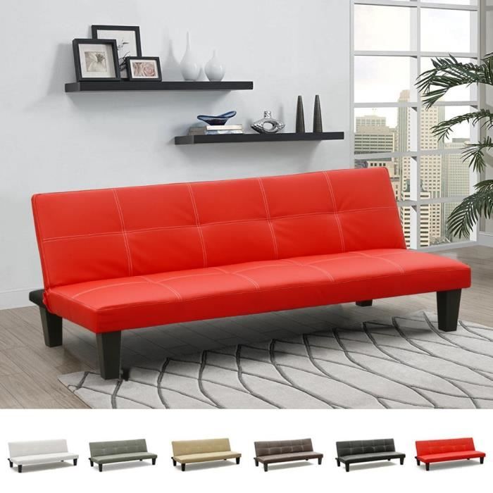 Produit similaire: Canapé Clic Clac convertible 3 places similicuir économique Topazio - Rouge - Design - Contemporain