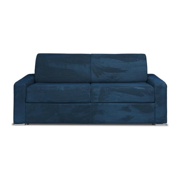 Produit similaire: Canapé 4 places convertible express en velours côtelé bleu - Couchage 160 cm - Matelas 18 cm - CALITO