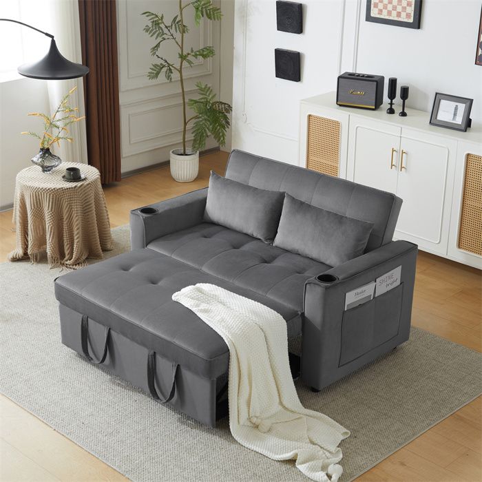 Produit similaire: Canapé-lit pliable,canapé 2 places multifonctionnel avec fonction de couchage,canapé-lit avec porte-boisson et coussin,Gris