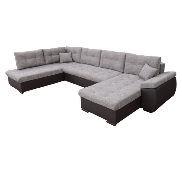 Produit similaire: Grand canapé d'angle XXL en U panoramique lit convertible avec coffre - SOKIN - Marron + Gris (Lawa 02+Madryt 128, Droite)