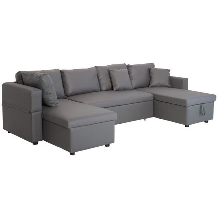 Produit similaire: Canapé panoramique convertible simili cuir SCOTT 4 places gris