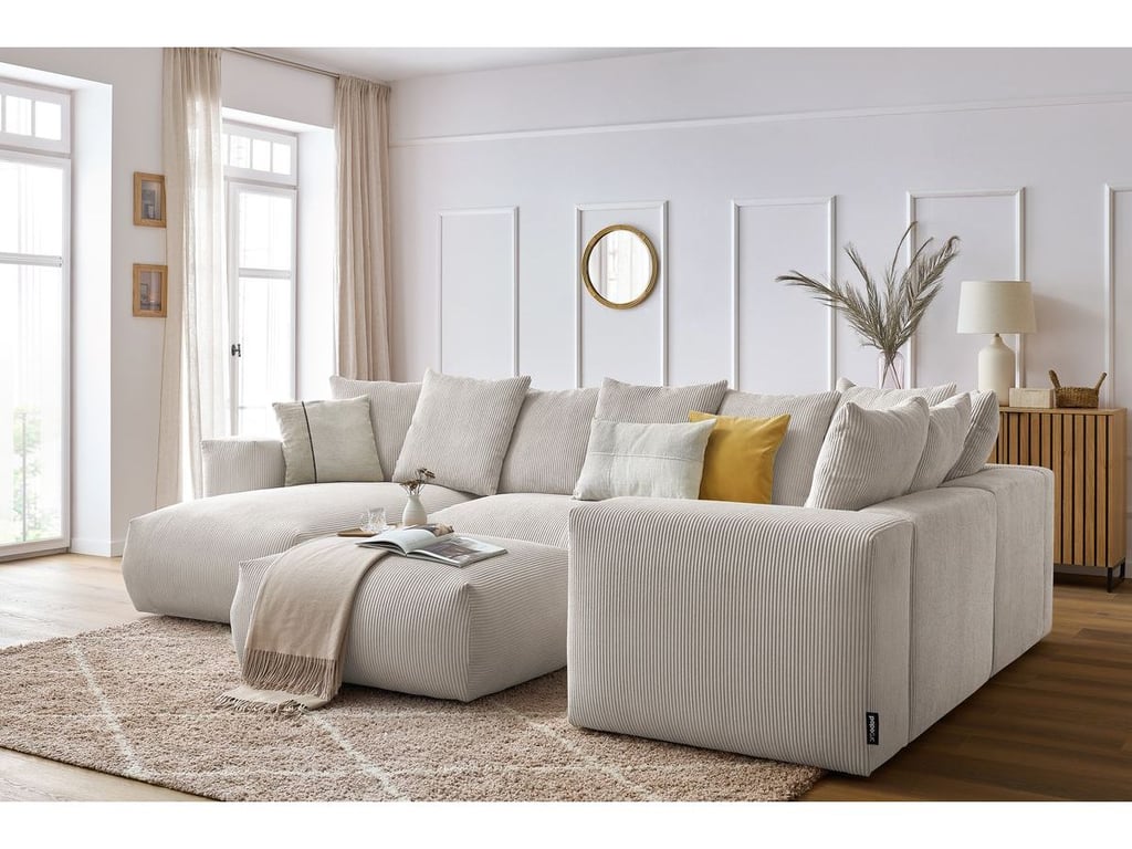 Produit similaire: Voltaire canapé panoramique fixe modulable 6 places velours côtelé avec beige angle gauche