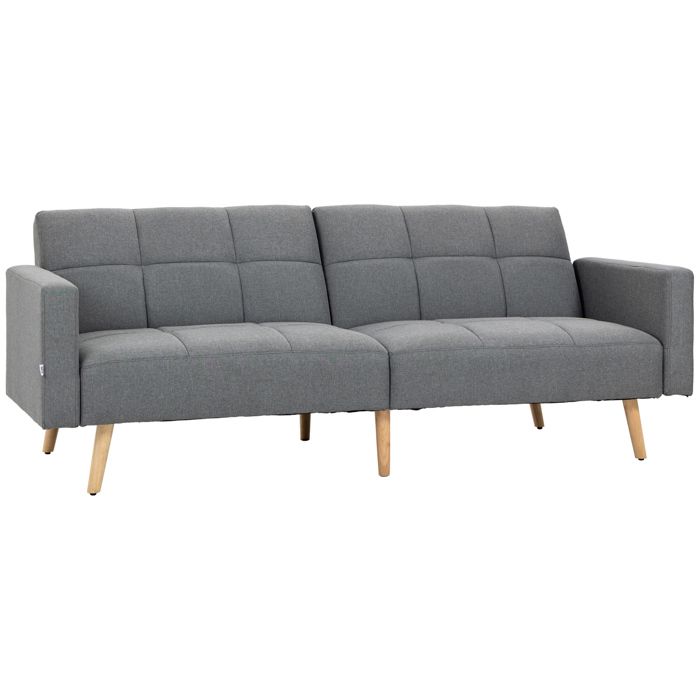 Produit similaire: Canapé convertible 2 places design scandinave dossier inclinable 3 positions piètement bois tissu aspect lin gris 205x88x80cm Gris