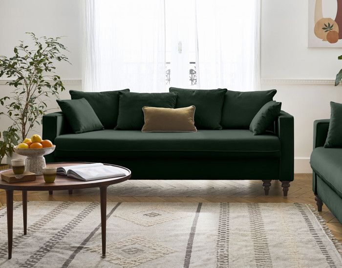 Produit similaire: Flamingo - canapé droit 3 places convertible en velours - Vert