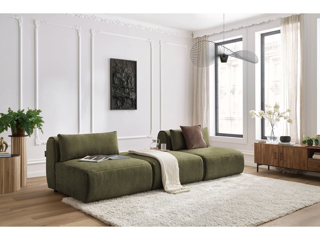 Produit similaire: Canapé droit fixe 3 places JEANNE tissu texturé vert BOBOCHIC 3 places