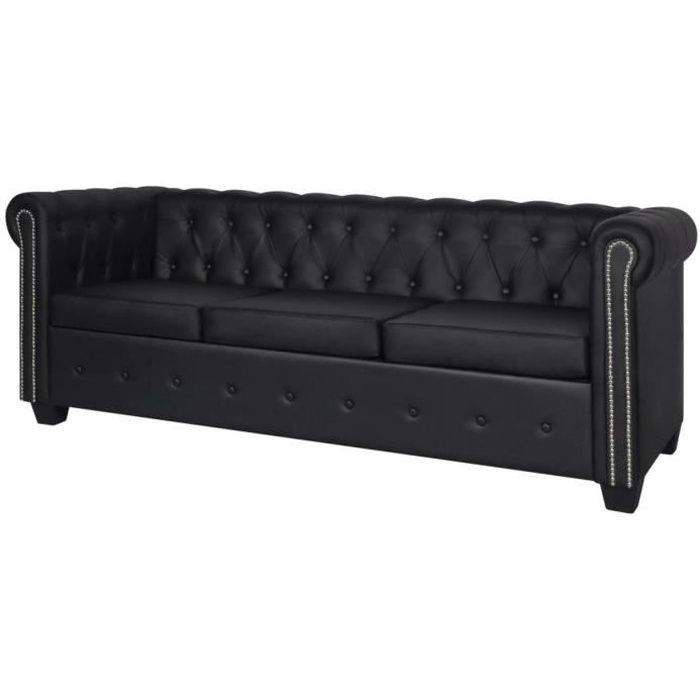 Produit similaire: Canapé Chesterfield 3 Places Cuir Synthétique Noir - Accoudoirs - Design Elégant - 200,5 x 76 x 70 cm