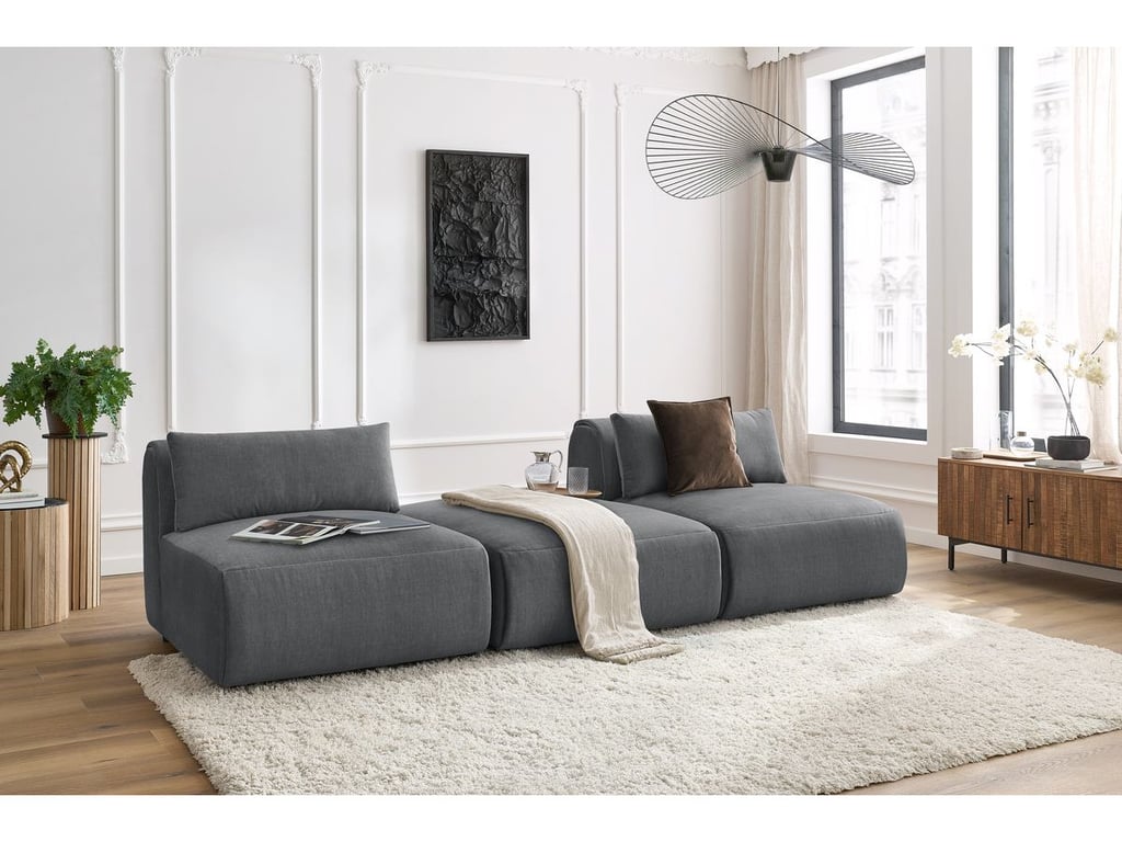 Produit similaire: Canapé droit fixe 3 places JEANNE tissu velours gris foncé BOBOCHIC 3 places