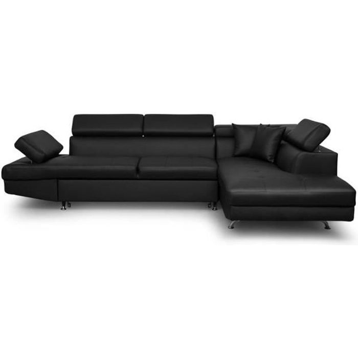 Produit similaire: Canapé d'angle convertible RIO en simili noir avec coffre - LOUNGITUDE Collection