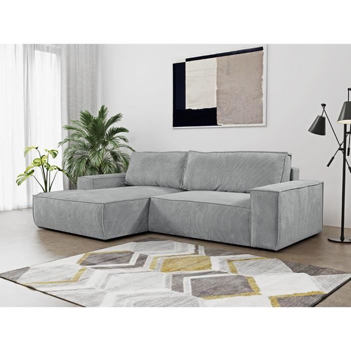 Produit similaire: Canapé d'angle convertible en velours côtelé gris clair AMELIA de PASCAL MORABITO - Angle gauche