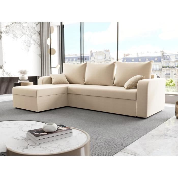 Produit similaire: Canapé d'angle convertible et réversible en tissu beige ONABIA
