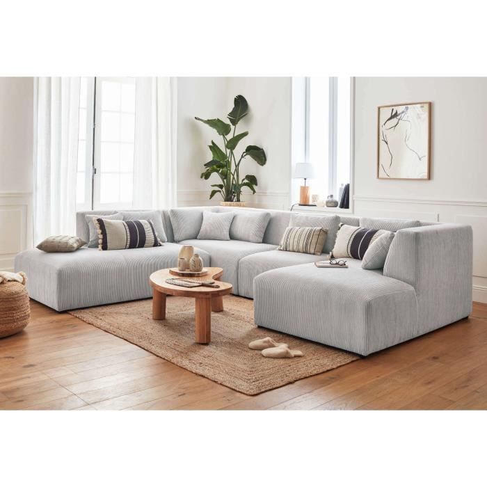 Produit similaire: Victoire - canapé d'angle panoramique modulable - 7 places - en velours côtelé - angle gauche fixe - Gris clair