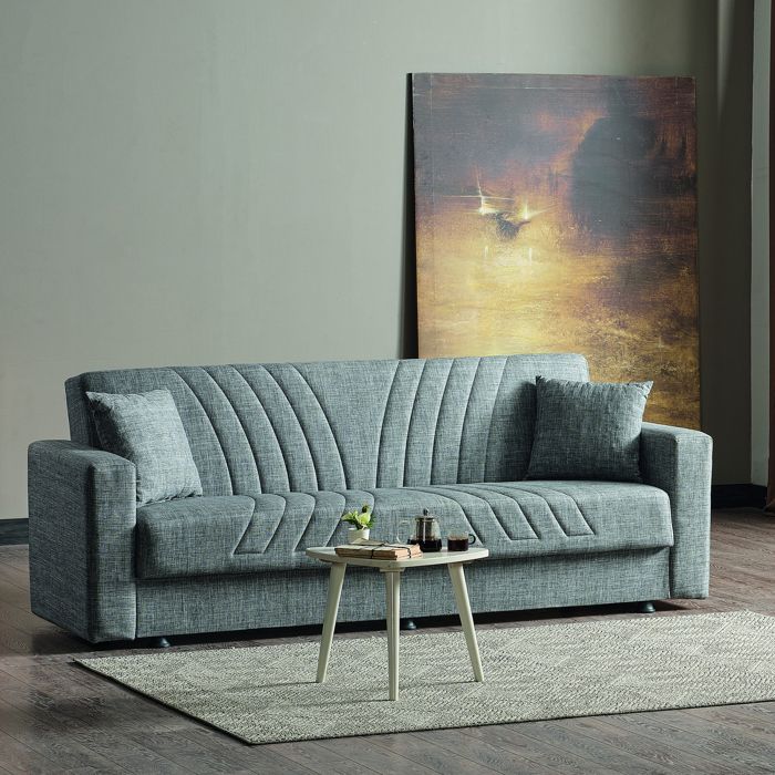 Canapé convertible 214x80x83 cm en tissu gris