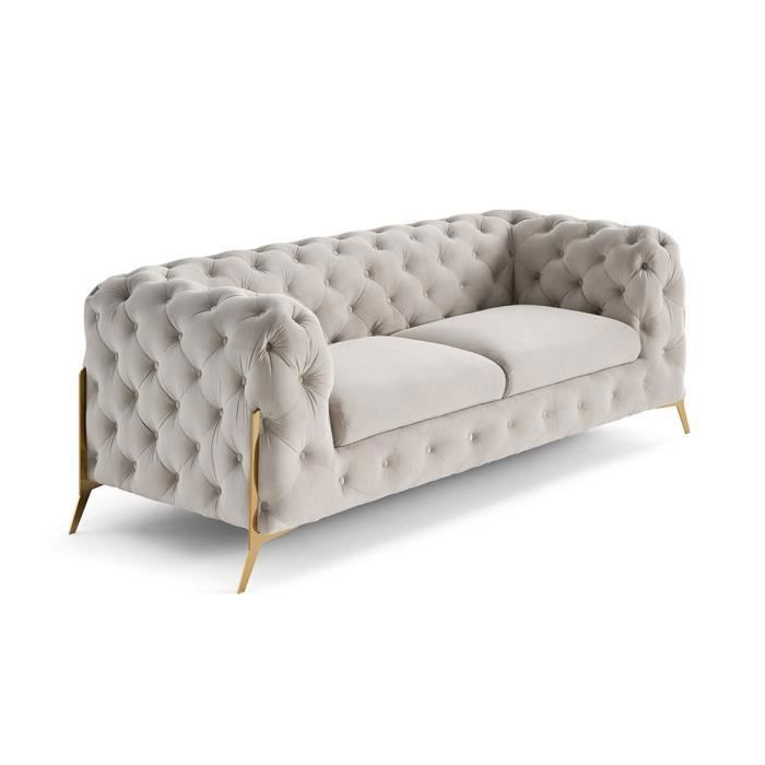 Produit similaire: Canapé 3 places Chesterfield en velours - Lisa Design - Camden - Pieds en métal doré - Beige