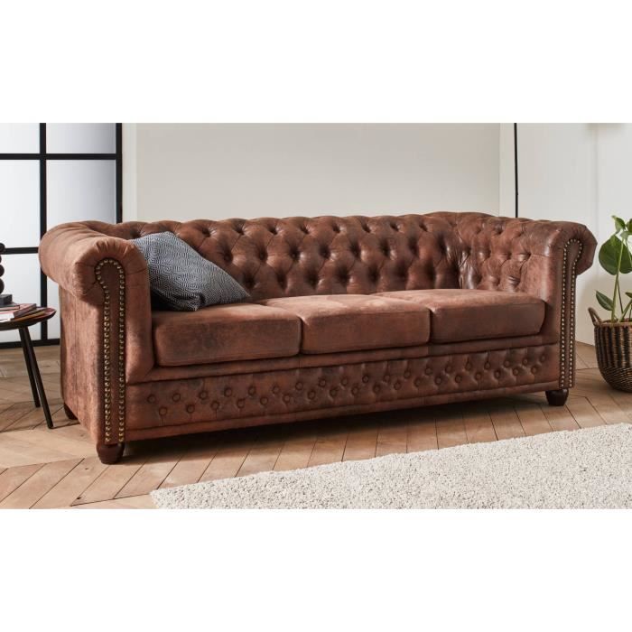 Produit similaire: Canapé 3 places Chesterfield Winston - Style industriel - Marron